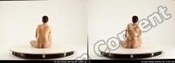 Nude Woman White Pregnant long brown 3D Stereoscopic poses Pinup